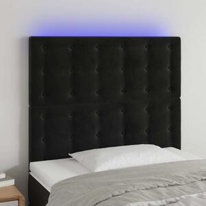 Čelo postele s LED černé 80x5x118/128 cm samet 3122890