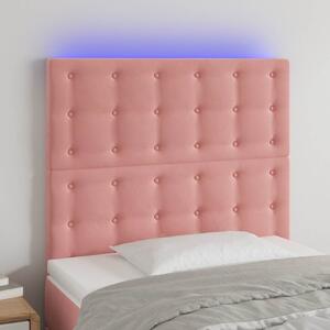 Čelo postele s LED růžové 80x5x118/128 cm samet 3122893