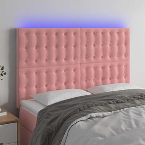 Čelo postele s LED růžové 144x5x118/128 cm samet 3122911