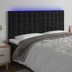 Čelo postele s LED černé 160x5x118/128 cm samet 3122914