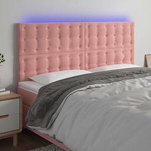 Čelo postele s LED růžové 160x5x118/128 cm samet 3122917