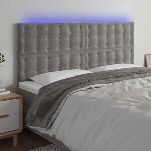 Čelo postele s LED světle šedé 180x5x118/128 cm samet 3122918