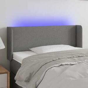 Čelo postele s LED tmavě šedé 83 x 16 x 78/88 cm textil 3122931