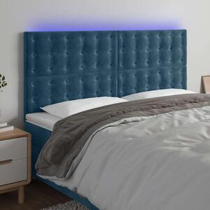 Čelo postele s LED tmavě modré 180x5x118/128 cm samet 3122922