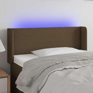 Čelo postele s LED tmavě hnědé 103 x 16 x 78/88 cm textil 3122949