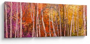 Obraz barevného lesa (s hodinami) (90x30 cm)