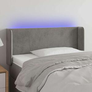 Čelo postele s LED světle šedé 83 x 16 x 78/88 cm samet 3122986