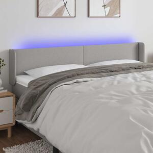 Čelo postele s LED světle šedé 203 x 16 x 78/88 cm textil 3122978