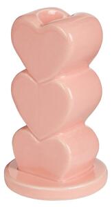 HEARTS Svícen na dlouhou svíčku 12 cm - růžová