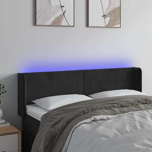 Čelo postele s LED černé 147 x 16 x 78/88 cm samet 3123006