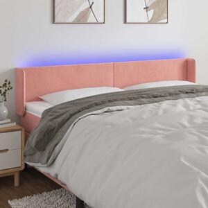 Čelo postele s LED růžové 163 x 16 x 78/88 cm samet 3123015