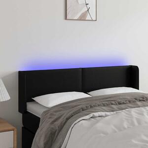 Čelo postele s LED černé 147 x 16 x 78/88 cm umělá kůže 3123046