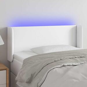 Čelo postele s LED bílé 83 x 16 x 78/88 cm umělá kůže 3123029