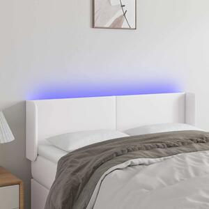 Čelo postele s LED bílé 147 x 16 x 78/88 cm umělá kůže 3123047