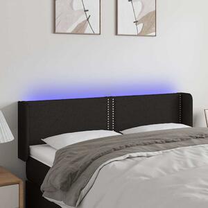 Čelo postele s LED černé 147 x 16 x 78/88 cm textil 3123096