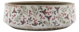 Béžová keramická mísa s cesmínou Holly - Ø 30*10 cm - Chic Antique