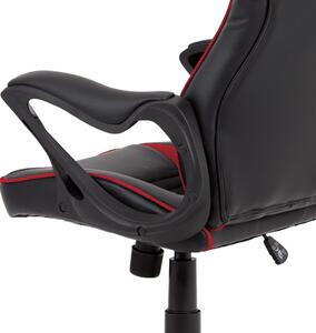 Kancelářská židle, potah černá ekokůže, černá a červená látka MESH, černý plasto KA-G406 RED