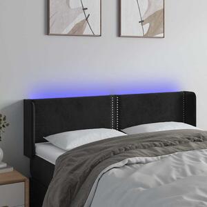 Čelo postele s LED černé 147 x 16 x 78/88 cm samet 3123146