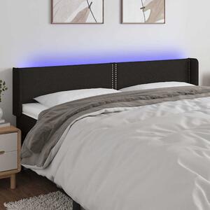 Čelo postele s LED černé 183 x 16 x 78/88 cm textil 3123112