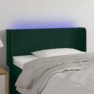 Čelo postele s LED tmavě zelené 83 x 16 x 78/88 cm samet 3123129