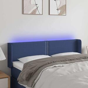 Čelo postele s LED modré 147 x 16 x 78/88 cm textil 3123100
