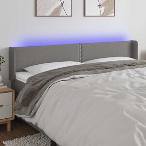 Čelo postele s LED tmavě šedé 203 x 16 x 78/88 cm textil 3123119