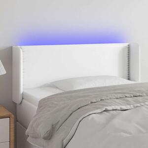 Čelo postele s LED bílé 103 x 16 x 78/88 cm umělá kůže 3123181