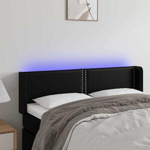 Čelo postele s LED černé 147 x 16 x 78/88 cm umělá kůže 3123186