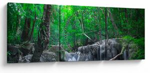 Obraz - Vodopád Erawan, Kanchanaburi, Thajsko (s hodinami) (90x30 cm)