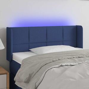 Čelo postele s LED modré 83 x 16 x 78/88 cm textil 3123216