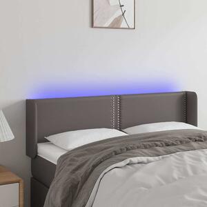 Čelo postele s LED šedé 147 x 16 x 78/88 cm umělá kůže 3123190