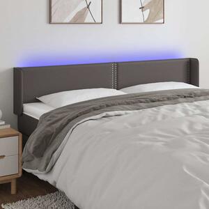 Čelo postele s LED šedé 203 x 16 x 78/88 cm umělá kůže 3123208