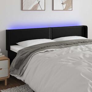 Čelo postele s LED černé 203 x 16 x 78/88 cm umělá kůže 3123204