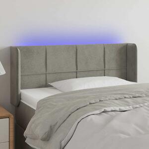 Čelo postele s LED světle šedé 83 x 16 x 78/88 cm samet 3123266