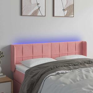 Čelo postele s LED růžové 147 x 16 x 78/88 cm samet 3123289