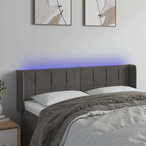 Čelo postele s LED tmavě šedé 147 x 16 x 78/88 cm samet 3123285