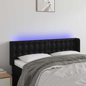 Čelo postele s LED černé 147 x 16 x 78/88 cm umělá kůže 3123326