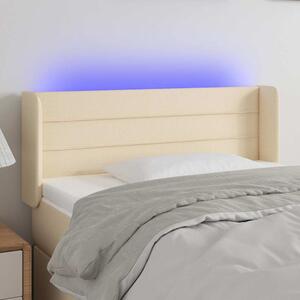 Čelo postele s LED krémové 103 x 16 x 78/88 cm textil 3123371