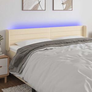 Čelo postele s LED krémové 183 x 16 x 78/88 cm textil 3123395