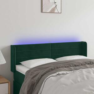 Čelo postele s LED tmavě zelené 147 x 16 x 78/88 cm samet 3123427