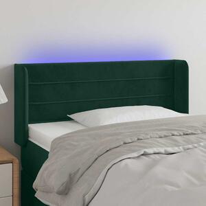 Čelo postele s LED tmavě zelené 83 x 16 x 78/88 cm samet 3123409