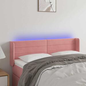 Čelo postele s LED růžové 147 x 16 x 78/88 cm samet 3123429