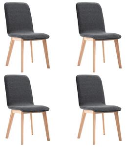 Jídelní židle 4 ks šedé textil a masivní dubové dřevo