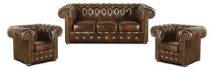 Sedací souprava Chesterfield Classic 3+1+1 kůže hnědá