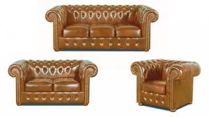 Sedací souprava Chesterfield Classic 3+2+1 kůže koňak
