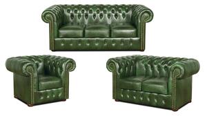 Sedací souprava Chesterfield Classic 3+2+1 kůže zelená