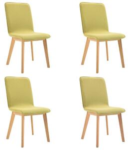 Jídelní židle 4 ks zelené textil a masivní dubové dřevo