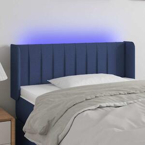 Čelo postele s LED modré 83 x 16 x 78/88 cm textil 3123454