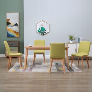 Jídelní židle 4 ks zelené textil a masivní dubové dřevo