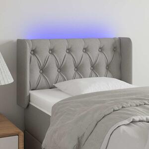 Čelo postele s LED světle šedé 83 x 16 x 78/88 cm textil 3123546
